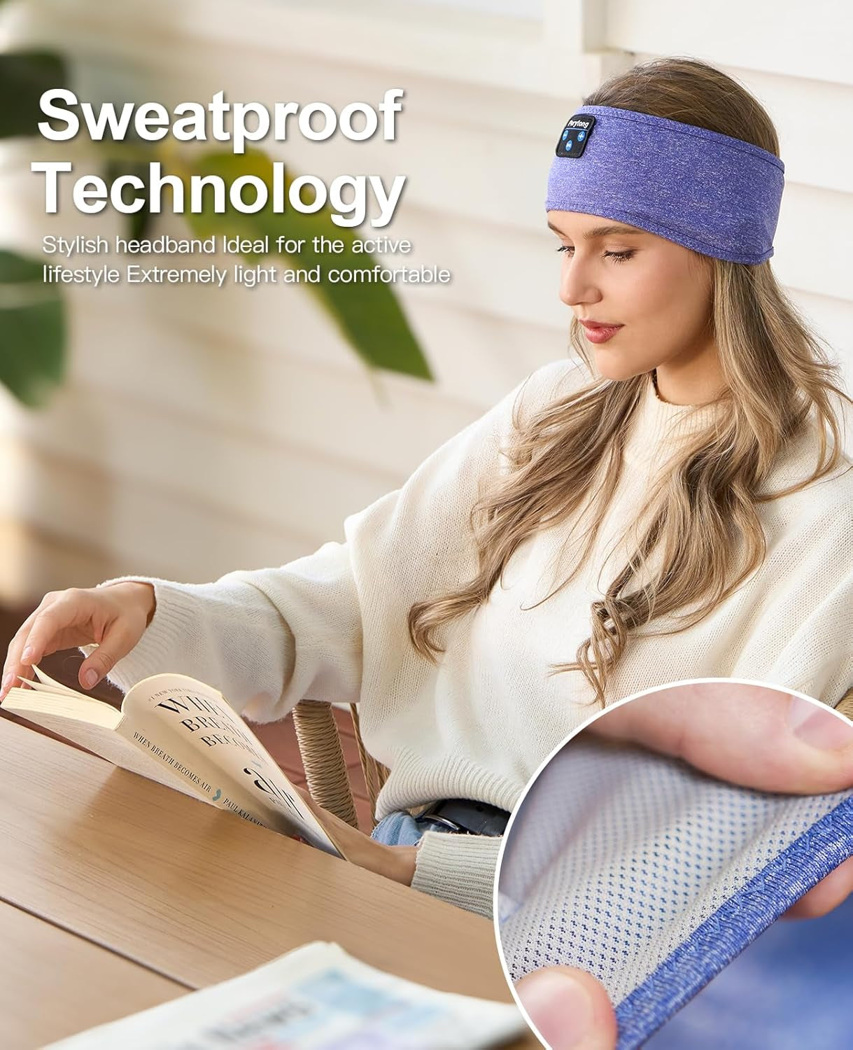 Sleep Headphones,  Bluetooth Sports Headband Headphones with Ultra-Thin HD Stereo Speakers Perfect for Sleeping,Workout,Jogging,Yoga,Insomnia, Air Travel, Meditation